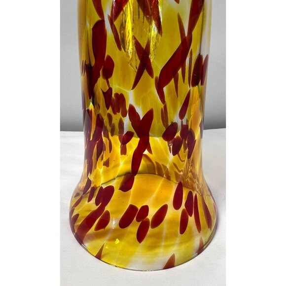 Zorza Handblown Glass Christmas Angel Figurine With Yellow & Red Swirl Pattern - Picture 2 of 8